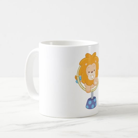 Circus Lion springt door een hoop Koffiemok (Voorkant links)