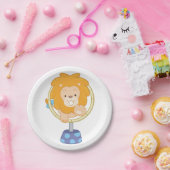 Circus Lion springt door een hoop Papieren Bordje (Feest)