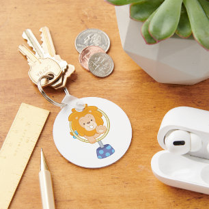 Circus Lion springt door een hoop Sleutelhanger
