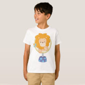 Circus Lion springt door een hoop T-shirt (Voorkant volledig)