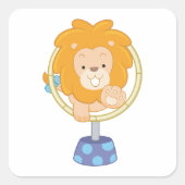 Circus Lion springt door een hoop Vierkante Sticker (Voorkant)