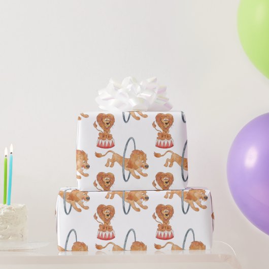 Circus Lions, Hoop Lion, Balancing Lion Cadeaupapier (Feestgeschenken)