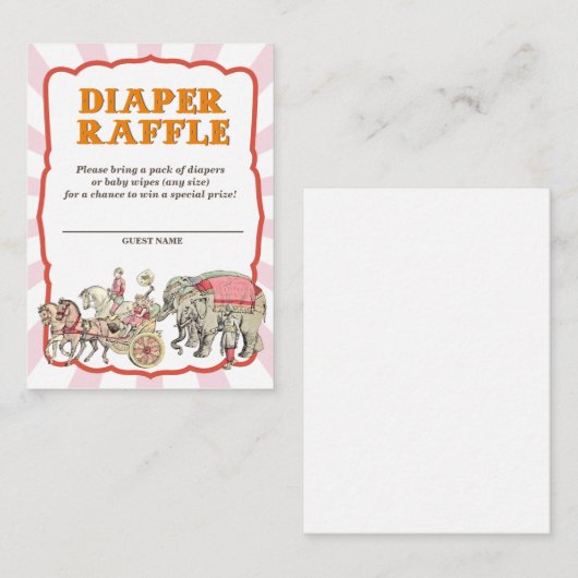  Circus Luier Raffle Tickets Informatiekaartje (Voorkant / Achterkant)