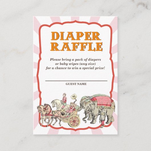 Circus Luier Raffle Tickets Informatiekaartje (Voorkant)