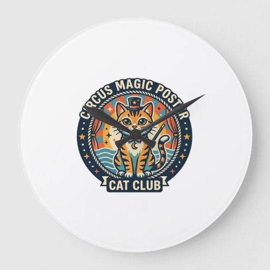 Circus Magie Poster Kat Cute Kitty Design - Circus Grote Klok (Voorkant)