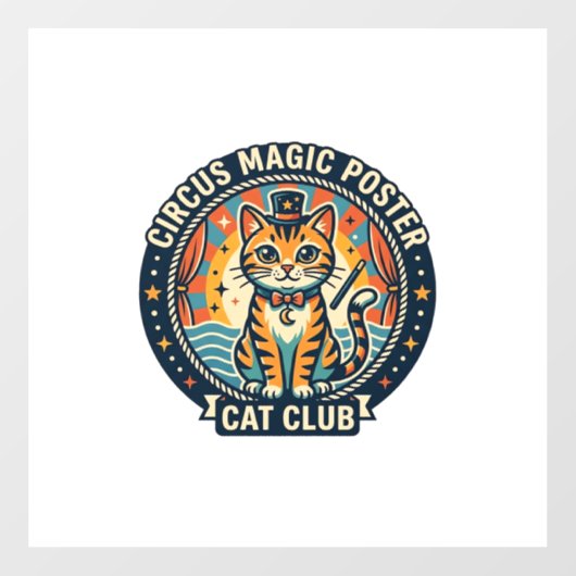 Circus Magie Poster Kat Cute Kitty Design - Circus Raamsticker (Vel)