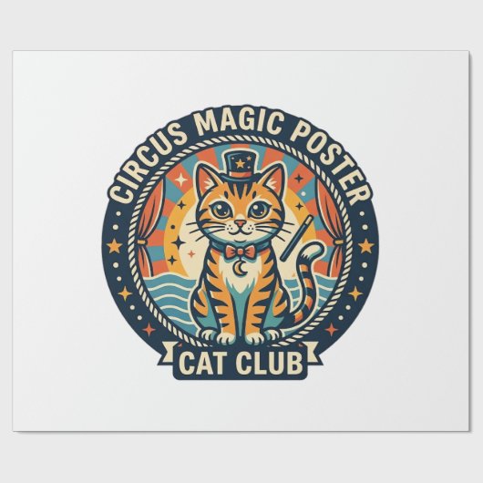 Circus Magie Poster Kat Cute Kitty Ontwerp - Circu Cadeaupapier (Vlak)