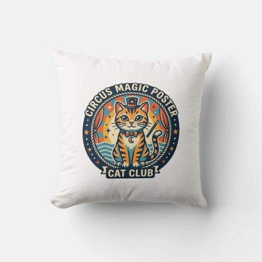 Circus Magie Poster Kat Cute Kitty Ontwerp - Circu Kussen (Voorkant)