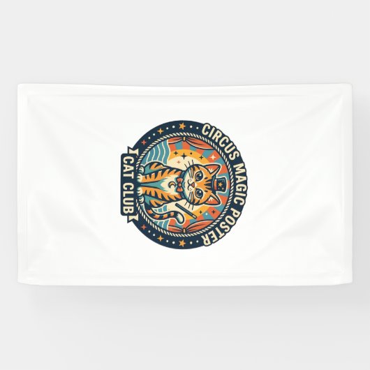 Circus Magie Poster Kat Cute Kitty Ontwerp - Circu Spandoek (Horizontaal)