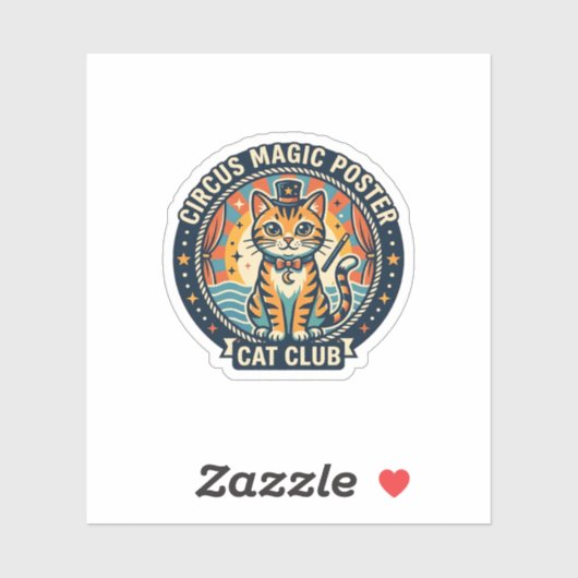 Circus Magie Poster Kat Cute Kitty Ontwerp - Circu Sticker (Vel)