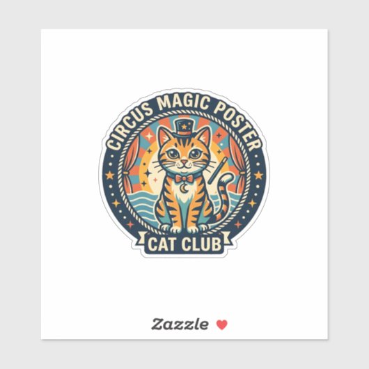 Circus Magie Poster Kat Cute Kitty Ontwerp - Circu Sticker (Vel)