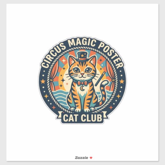 Circus Magie Poster Kat Cute Kitty Ontwerp - Circu Sticker (Vel)