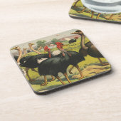  circus met struisvogels en grote vogels. bier onderzetter (Linkerzijde)