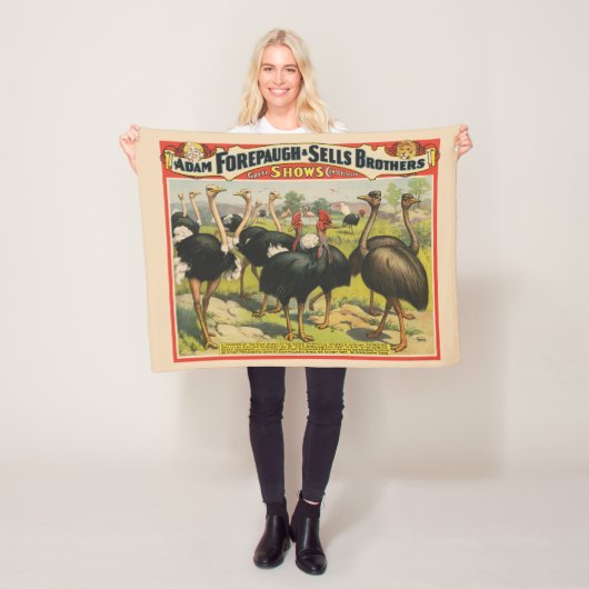 circus met struisvogels en grote vogels. fleece deken (In situ)