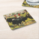 circus met struisvogels en grote vogels. kartonnen onderzetters (Schuin)