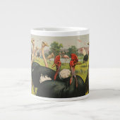circus met struisvogels en grote vogels. koffiekop (Voorkant)