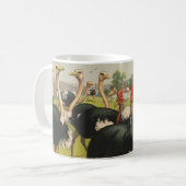 circus met struisvogels en grote vogels. koffiemok (Voorkant links)