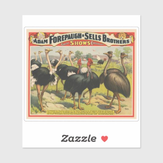  circus met struisvogels en grote vogels. sticker (Vel)