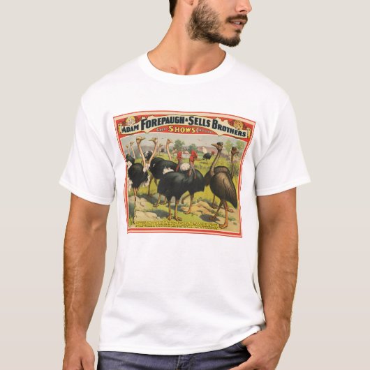 circus met struisvogels en grote vogels. t-shirt (Voorkant)