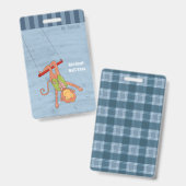 Circus Monkey Blue Student Hall Pass Badge (Voor- en achterkant)