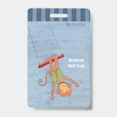 Circus Monkey Blue Student Hall Pass Badge (Voorzijde)