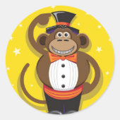 Circus Monkey Ronde Sticker (Voorkant)