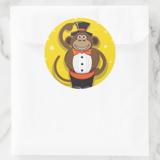 Circus Monkey Ronde Sticker (Tas)