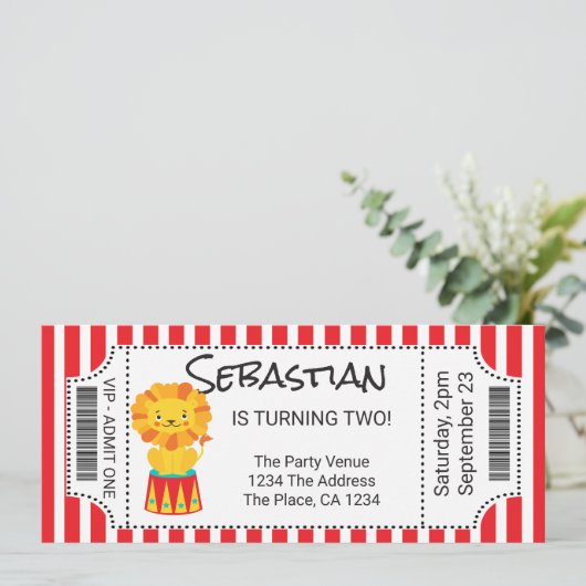 Circus Novelty Ticket, gepersonaliseerd Kaart (Staand voorkant)