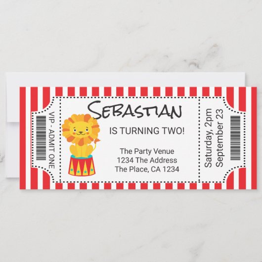 Circus Novelty Ticket, gepersonaliseerd Kaart (Voorkant)