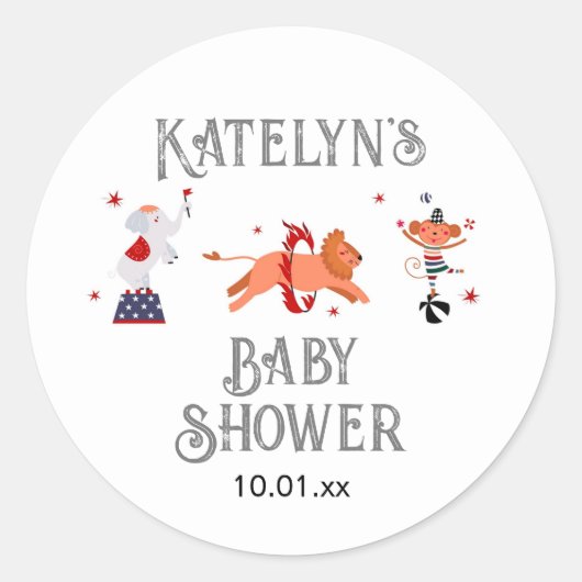 Circus of Carnaval Baby shower Ronde Sticker (Voorkant)