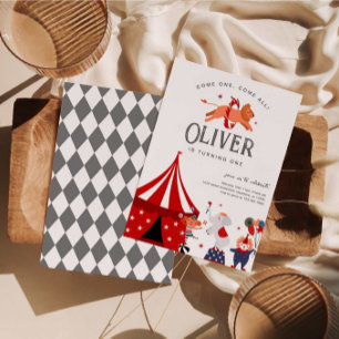 Circus of carnaval thema verjaardagsfeestje kaart