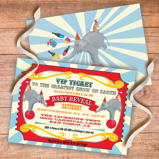 Circus of Carnival Ticket Baby onthult Shower Kaart