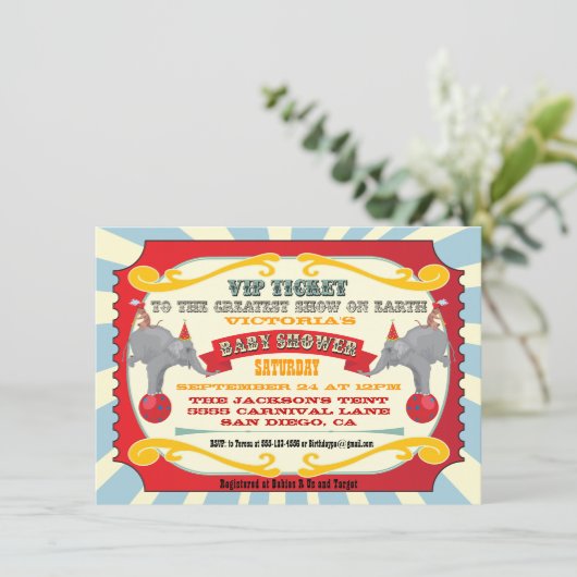 Circus of Carnival Ticket Baby shower Kaart (Staand voorkant)