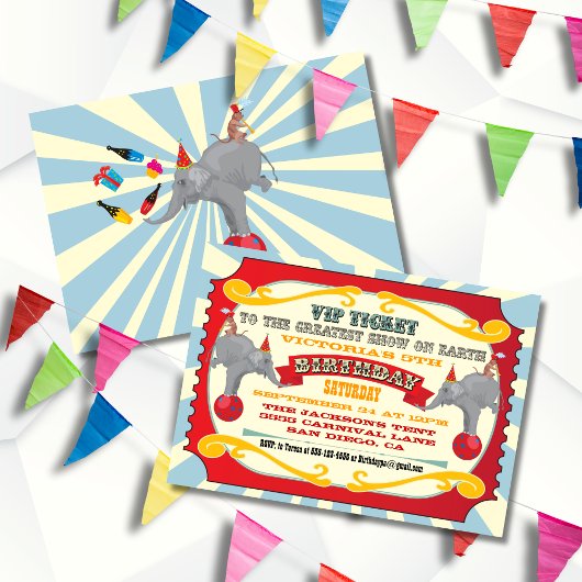 Circus of Carnival Ticket Birthday Uitnodiging