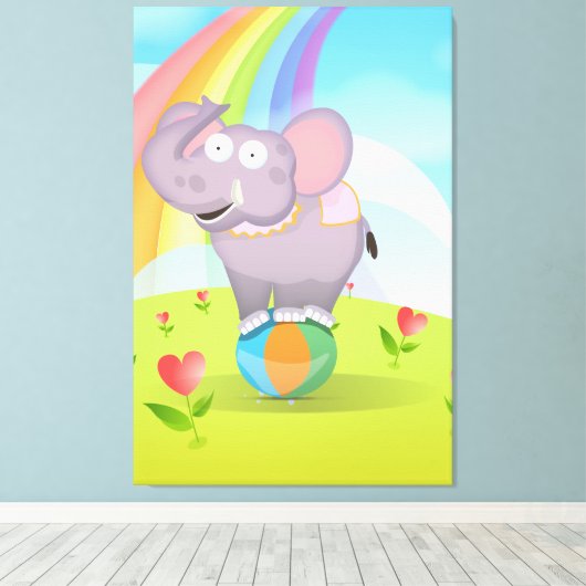 Circus Olifant Canvas Afdruk (Insitu (Houten vloer))