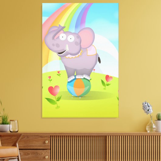 Circus Olifant Canvas Afdruk (Insitu (Woonkamer))