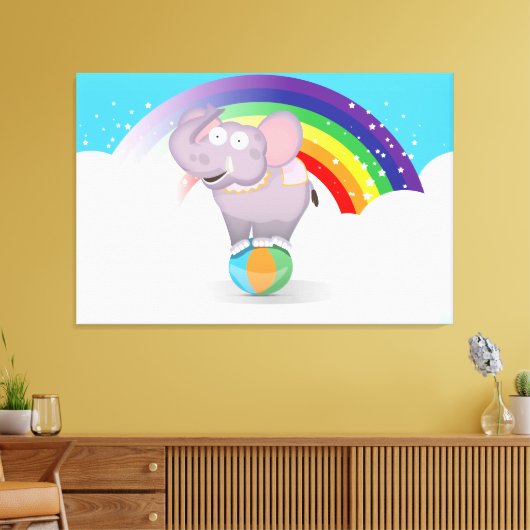 Circus Olifant Canvas Afdruk (Insitu (Woonkamer))