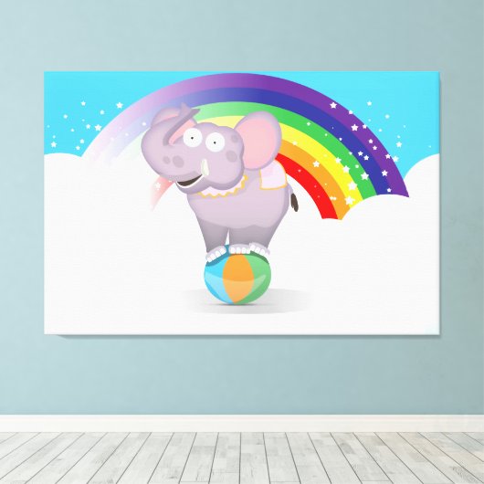 Circus Olifant Canvas Afdruk (Insitu (Houten vloer))