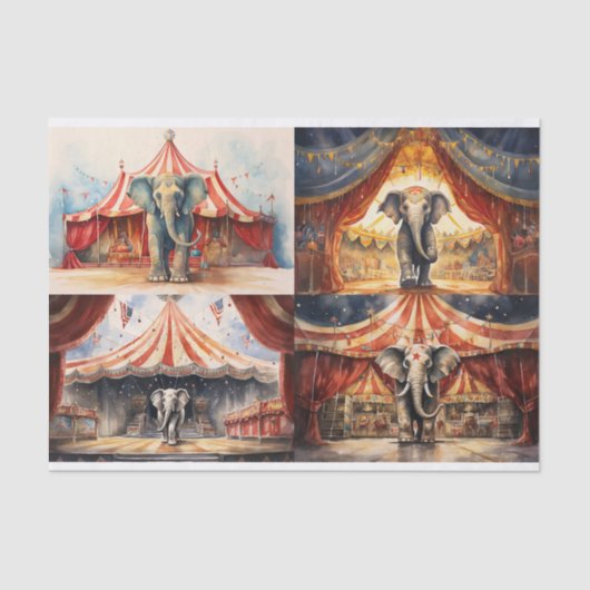 Circus Olifant Collage 1 Decoupage papier (Voorkant)