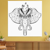 Circus Olifant Doodle 6 Canvas Afdruk (Insitu (Woonkamer))