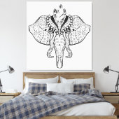 Circus Olifant Doodle 6 Canvas Afdruk (Insitu (Slaapkamer))