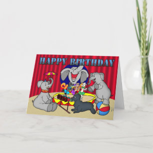 Circus Olifant gelukkige verjaardag Childs Kaart
