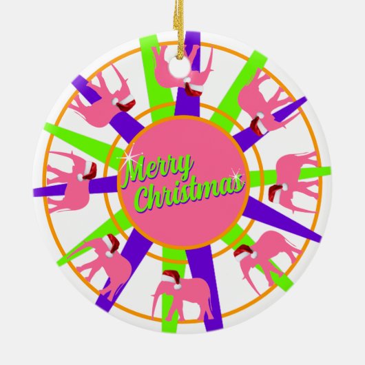 Circus Olifant Kerstmis Keramisch Ornament (Achterkant)