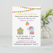 Circus olifant met Banting Baby shower Kaart (Staand voorkant)