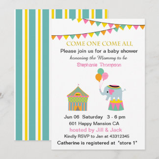 Circus olifant met Banting Baby shower Kaart