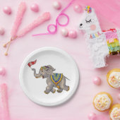 Circus olifant met vlag papieren bordje (Feest)