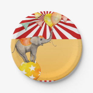 Circus Olifant op Bal Carnaval Baby Shower Feestje Papieren Bordje
