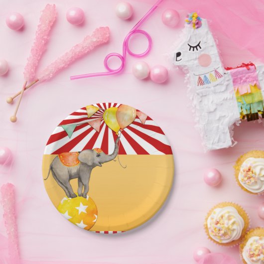 Circus olifant op bal Carnaval Baby shower Party Papieren Bordje (Feest)