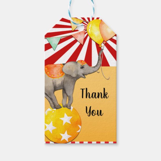 Circus Olifant op Ball & Lion Carnaval Party Cadeaulabel (Voorkant)