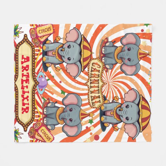 Circus Olifant Print Fleece Deken (Voorkant (Horizontaal))